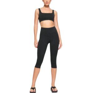 SKIMS Women's Outdoor Basics Cropped Leggings Onyx Gray Medium Stretch High-Rise